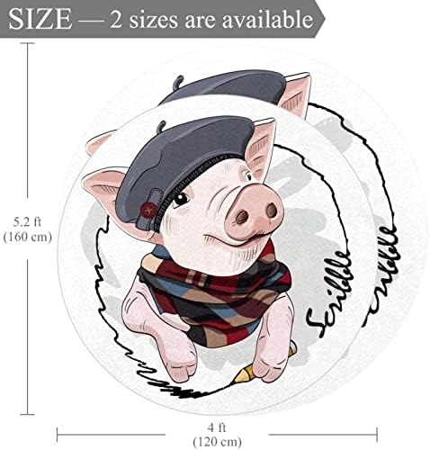 Llnsupply 5 רגל שטיח אזור משחק עגול עגום נמוך, חזיר עם כובע זוחל על שטיחי רצפה זוחלים משחק שמיכת תינוקת
