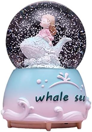 Mxiaoxia Dream Dolphin Ball Crystal Girly Girl יום הולדת יכול לסובב את קופסת המוזיקה של השלג הצפה של קופסת