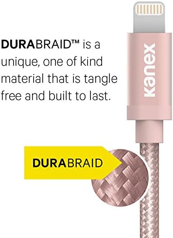 Kanex Apple Certified Premium Lightning לכבל USB עם סיבי Durabraid 9.9 רגל -זהב