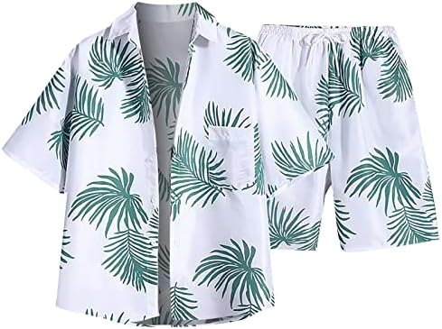 חליפה לגברים מגדי גברים כפתור מזדמן למטה 2 חלקים חליפה דפוס פרחוני חולצת קיץ מודפסת לחופשה