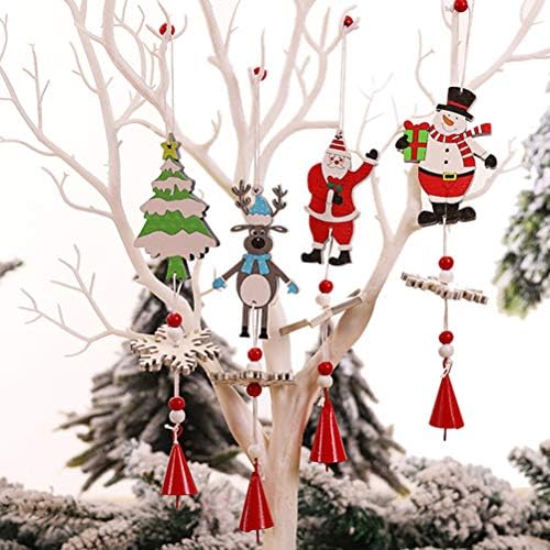 AMOSFUN 2 PCS בצבעי עץ רוח רוח רוח פעמוני ג'ינגל פעמונים תליונים תלויים פעמונים קישוטי חג המולד אספקה ​​חגיגית
