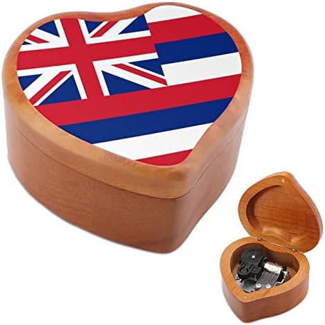 דגל הוואי. קופסאות מוסיקה מיוערות וינטג 'חרוט לב מתנת קופסא מוזיקלית לחג המולד