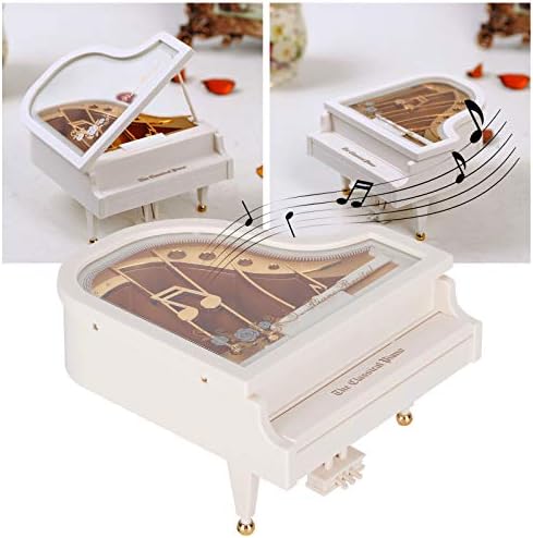 קישוט פסנתר לבן קופסת מוסיקה לפסנתר 4.9x4.7x5.7in מיני פסנתר שולחן קופסאות קופסאות מוזיקליות מתנה לחג