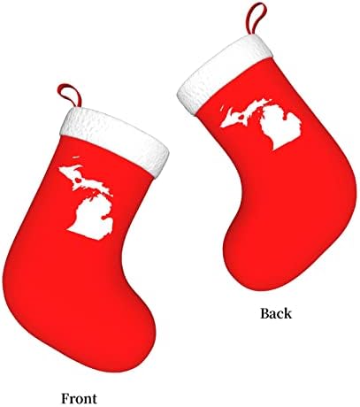 Cutedwarf Love Michigan State Map Stockings Stockings חג המולד קישוטי עץ גרביים לחג המולד למסיבות חג חג