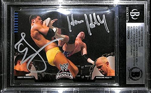 קודי רודוס הארדקור בוב הולי חתום על 2008 Topps WWE WWE יריב קלף BAS COA - כרטיסי כדורגל עם חתימה של