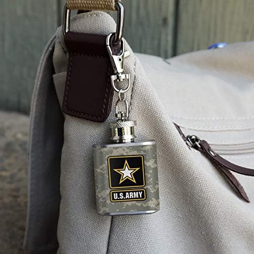 צבא ארצות הברית לוגו על הסוואה נירוסטה 1 עוז מיני בקבוק מפתח שרשרת