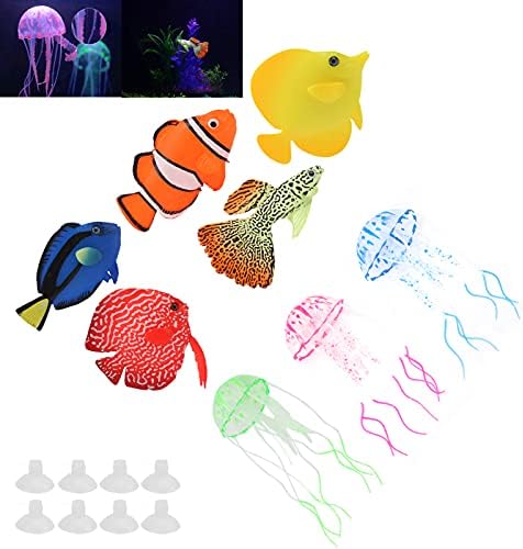 ZERODIS 8 יחידות דגים זוהרים מלאכותיים, סימולציה זוהרת ליצן דגים גופיים דגים מזויפים פיות צבעוניות
