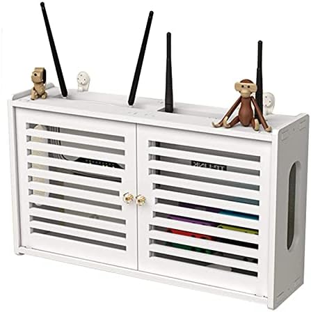 ESGT נתב קופסת אחסון קיר WiFi מדף נתב סט טלוויזיה מתלה עליון, תיבת כבלים תלויה בקיר קופסת כבלים