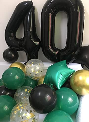 קישוטים ליום הולדת 40 שמחים - ציוד למסיבת יום הולדת זהב ירוק שחור עבורו גברים ונשותיה 40 שנה עם עיצוב באנר