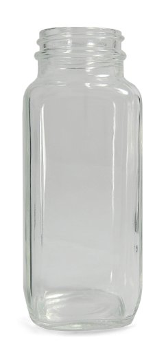 QORPAK GLA-00830 צלול זכוכית רחבה פה רחב בקבוק ריבוע צרפתי עם גימור צוואר 33-400, קוטר 45 ממ x 112 ממ