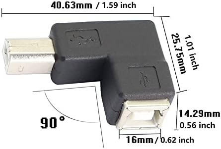 Shanfeilu 90 מעלות USB 2.0 מתאם מדפסת מסוג B, USB 2.0 B זכר לסוג B הדפסת זווית של נקבה והעברת נתונים מחבר