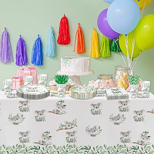 אספקת מסיבת יום הולדת של קואלה-נושא קואלה יום הולדת וקישוטי מקלחת לתינוקות כלי אוכל, צלחות, כוסות,