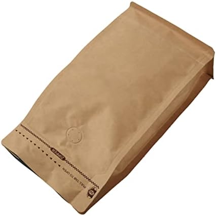 קראפט נייר לעמוד קפה תיק / שטוח תחתון פאוץ עם אוויר שחרור שסתום לשימוש חוזר צד רוכסן.