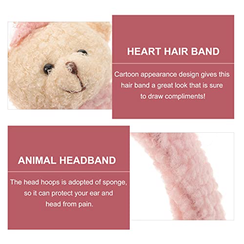 יפה 2 יחידות איפור להקת שיער, קריקטורה בעלי החיים דוב בצורת סרטי ראש עם לב אוזן דקור שיער אביזרי