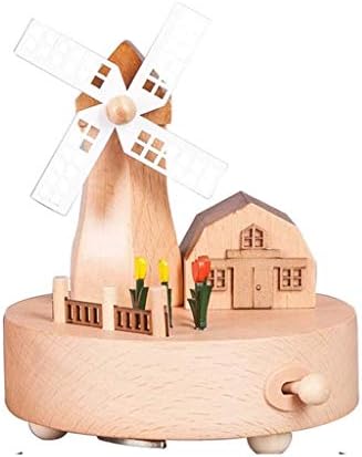 שיפוט חדש רומנטי טחנת רוח קופסת מוזיקה מעץ סיבוב קופסאות מוסיקה מלאכות רטרו לקישוט הבית צעצועים לילדים