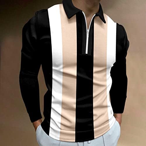 Wocachi 2022 חולצות פולו לגברים, שרוול ארוך טלאים טלאים