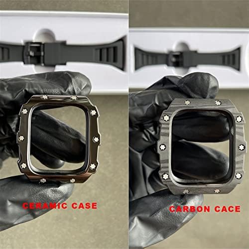 מארז סיבי פחמן של CNHKAU לשינוי פס שעון Apple 7 45 ממ 44 ממ 41 ממ קרמיקה קרמיקה רצועת גומי רצועת גומי לסדרה