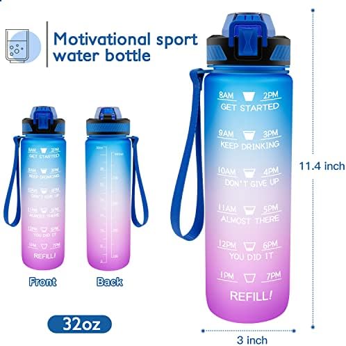 32oz בקבוקי מים עם זמנים לשתייה, בקבוק מים ספורטיבי מוטיבציוני עם קש, Tritan BPA חינם דליפה הוכחת מים לשימוש