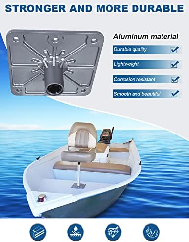 בסיס מושב סירה של מטינה, 7 x 7 מאלומיניום מושב סירה מדרג ובסיס עם שקע פוסט 3/4 אינץ