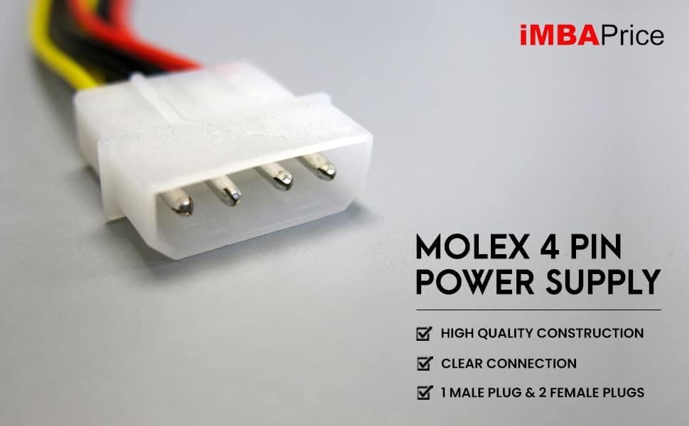 מחשב מולקס 4 פינים אספקת חשמל מחבר כבל ספליטר