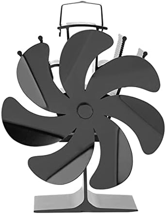 אונגפי אח מאוורר שחור 7-חום מופעל תנור מאוורר אולטרה שקט במחזור מונע חום עץ תנור מאוורר לבית פונקציונלי