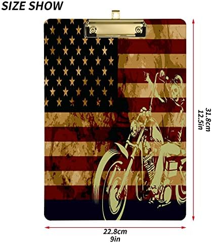 אקריליק לוח, גולגולת אופנוע אמריקאי דגל אופנה מכתב 4 גודל לוחות קובץ תיקיית נייר כתיבה כרית מסמך ארגונית