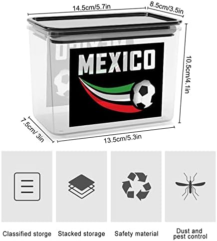מקסיקו דגל כדורגל אחסון מכולות ברור פלסטיק תיבת עם מכסים לשימוש חוזר פחי מטבח דגנים חטיפים יבש מזון ג '