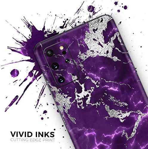 תכנן Skinz Purple Marble & Digital Silver Foil v2 2 מגן מדבקות ויניל עטיפת עור תואם ל- Samsung