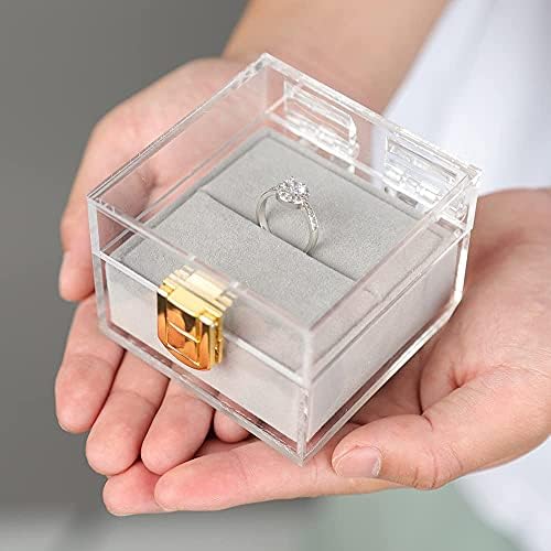 קופסת טבעת אירוסין של האירוסין לחתונה - סגנון מודרני, סגנון מודרני ברורה, גברת טבעת קופסא קופסא קופסא