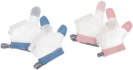 2 זוגות טבעת נושך כפפות ילדים כלים ילדי של כפפות תינוק יד כפפות אצבע מציצת משמר ילדים בקיעת שיניים