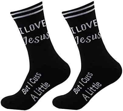 2 זוגות אני אוהב ישו אבל אני לקלל קצת גרביים מצחיק נוצרי גרבי מתנות מצחיק ישו מתנות