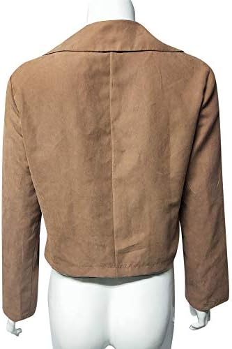 מעילי זמש של Topunder Faux לנשים רוכסן שרוול ארוך מעיל אופנוען מוטו קצר