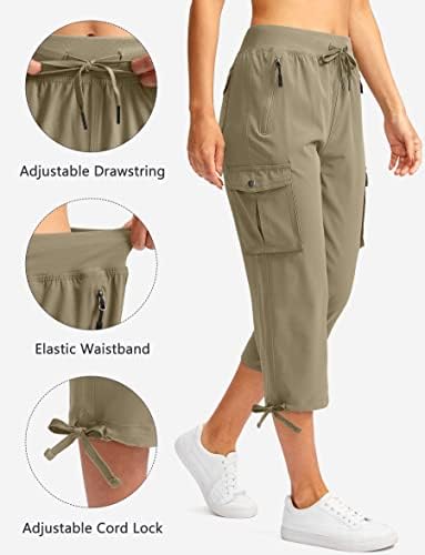 מכנסי קפריס של מטען לנשים של Soothfeel עם 6 כיסים קלים משקל קלים נסיעות יבש מהירות טיול מכנסי קיץ