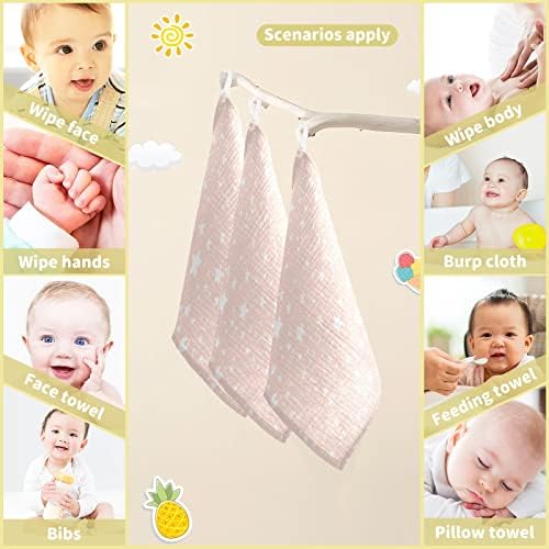 Vvfelixl Baby Baby Muslin Washslashs, Moon Star את הבדים Burp Burp, מגבת פנים לתינוק כותנה לתינוקות יילודים בנות