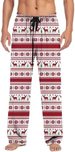 מכנסי פיג'מה לחג המולד אמצע מותרת איילים גרפיקה PJS בגדי שינה נוח נוח מכנסי ספורט ספורטיבי מכנסיים
