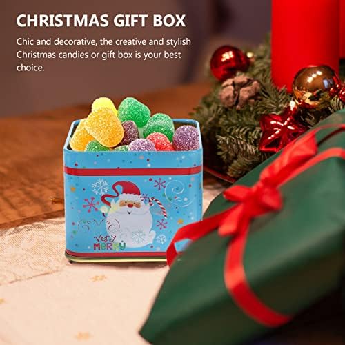 Exceart 1pc קופסת מתנה לפח חג המולד, קופסא, קופסת פח מוטבול ממתקים מרובעים, מיכלי אחסון ממתקים קופסאות מתנה