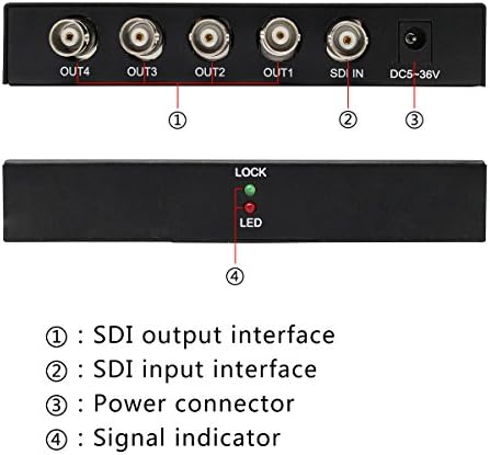Wiistar SDI 1x4 מפצל מגבר שחור מפצל 1 ב -4 SD-SDI HD-SDI 3G-SDI משחזר משחזר
