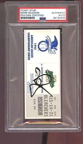 מארק McGwire חתום על חתימה אוטומטית PSA/DNA Stub Stub Stub 1992 ALCS A's - תמונות MLB עם חתימה