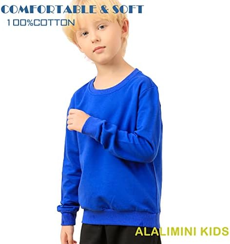אללימיני בני בנות חולצות פעוט ילדים צווארון עגול סוודר כותנה מוצק ארוך שרוול חולצות