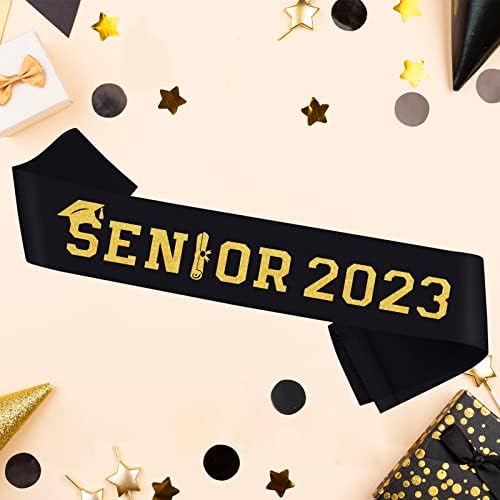 Pyqwa Gold Senior 2023 SASH, בכיר סיום סיום שמח מזל טוב גראד 2023 תפאורה למסיבה - סוף סוף בוגר מעודדת
