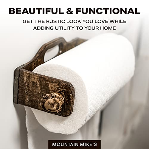 Mountain Mike's - מחזיק מגבת נייר ארגז ישן עם עמדת קרניים של צבי העתק - תפאורה ביתית כפרית בהשראת הטבע