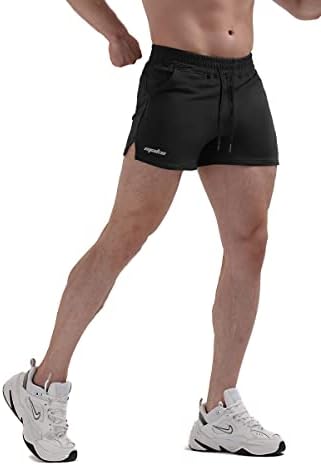 מכנסי חדר כושר של Maikanong Mens מכנסיים קצרים כותנה המריצים מכנסיים אתלטיים עם כיסי רוכסן
