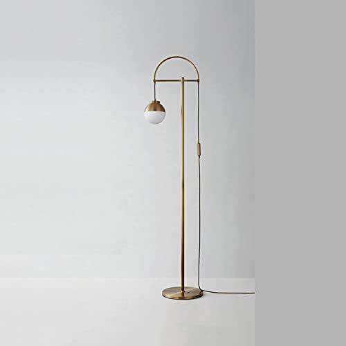 מנורת רצפה של Qulaco לסלון מנורת רצפה תעשייתית ， מנורת רצפת LED מנורת עמידה פשוטה עם צל זכוכית, מינימליסטית