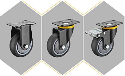 גלגלי קיק כבדים-4 יחידים מסתובבים גלגלי גלגלים של צלחת תעשייה, ריהוט עגומי גומי TPR קיק, עם נעילה כפולה בטיחותית,