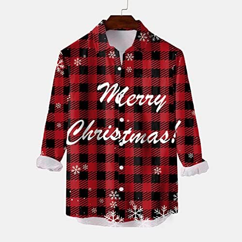 חולצות חג המולד של Wybaxz לגברים גברים שרוול ארוך מזדמן סתיו חורף חג המולד 3D חולצות מודפסות חולצות אופנה