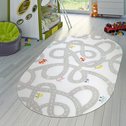 תנועת דרכים ילדים שטיח ילדים משחקים עם מכוניות פליימת 4x6 ft, שטיח משחק רחיץ לילדים לחדר משחקים,