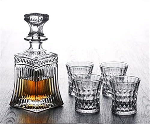 ויסקי לגין סט לגין זכוכית & מגבר; 4 כוסות ויסקי - רעיון מתנה לגברים