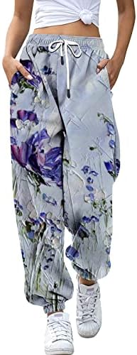 המכנסיים הטובים ביותר לנשים נשים הדפסים מזדמנים מכנסי טרנינג תחתונים כיסים מותניים גבוה