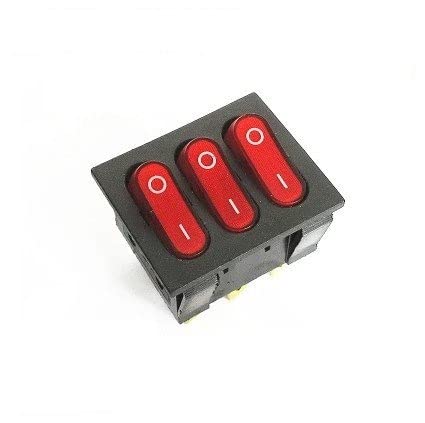 5 יחידות 9 סיכה כפתור אדום מתג נדנדה KCD3-303 15A 250V 3 WAY KCD4 מתגי הפעלה של נדנדה ON-OFF 40X34 ממ