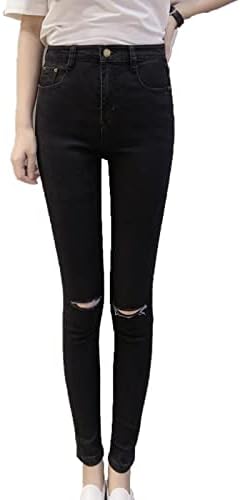 נשים גבוהה מותן קרע סקיני ג 'ינס ג' וניורס במצוקה עיפרון ג 'ינס מכנסיים קלאסי רזה שטף למתוח ז' אן מכנסיים
